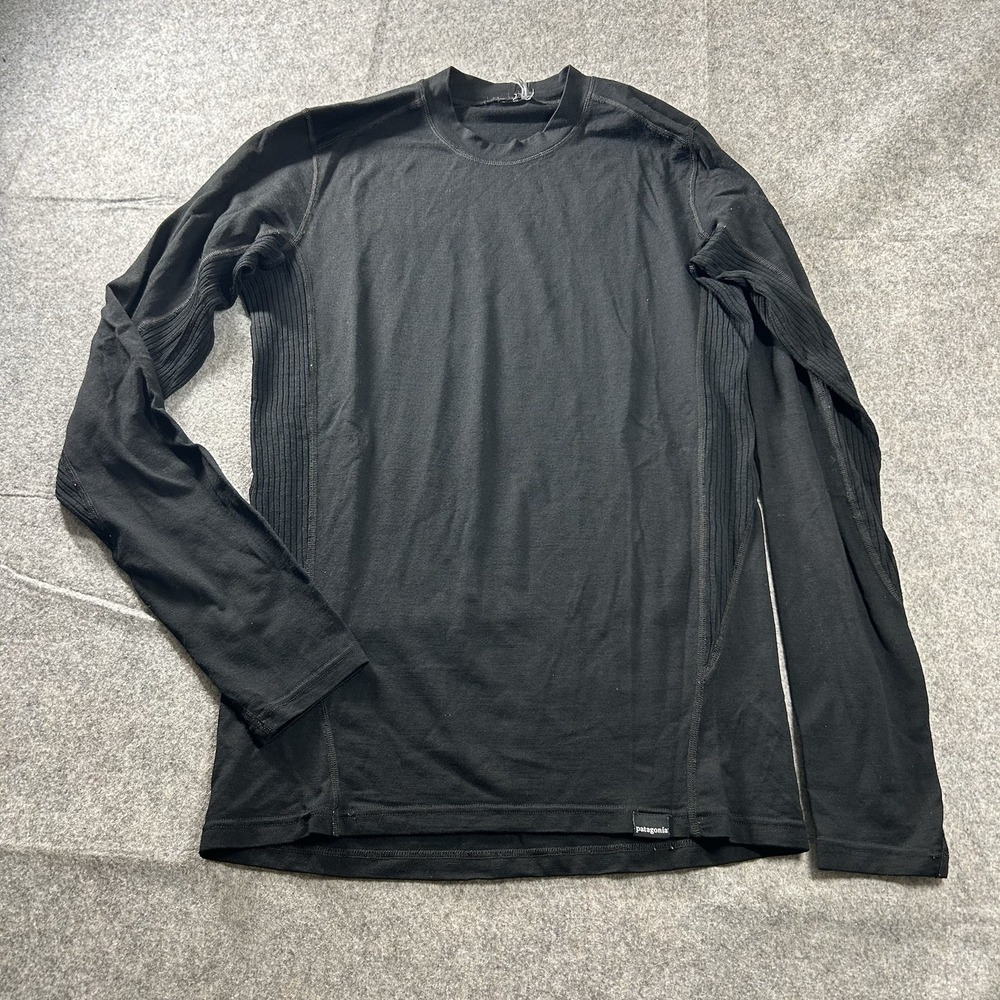 Vintage Patagonia Shirt Women's Medium Merino Wool Baselayer Black Ski Snow